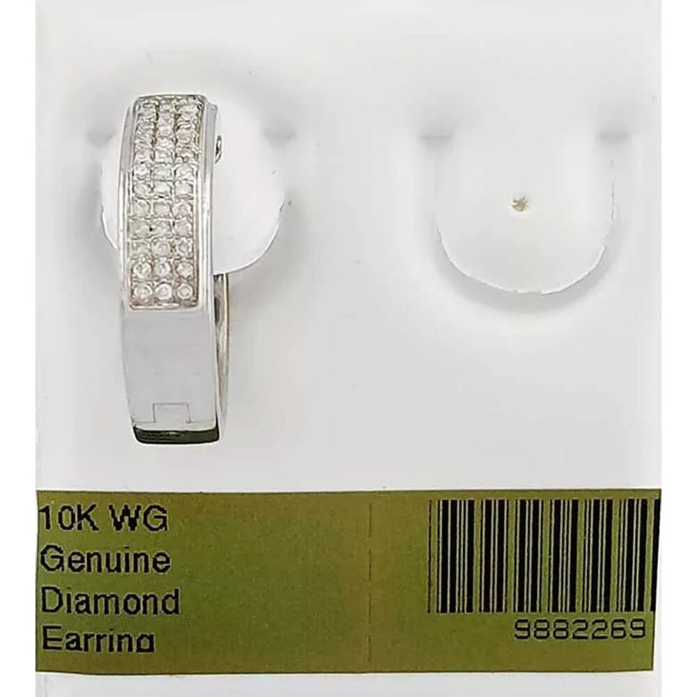 Genuine 0.20 Cts Diamond Hoop Earring (Single) 14k White Gold